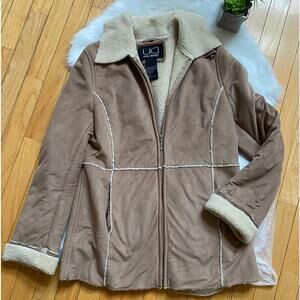 Utex Design Women's Faux Shearling Lined Coat Jacket